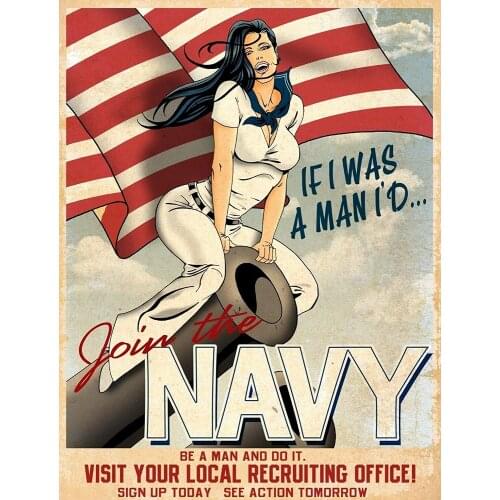 Join The Navy Patriotic Novelty Metal Sign in Christmas, New Year Day, The for Family and Friends on Various Holidays, Man cave