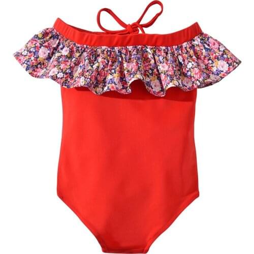 Little Girls One Piece Swimsuits Hawaiian Ruffle Swimwear Beach Bathing Suit
