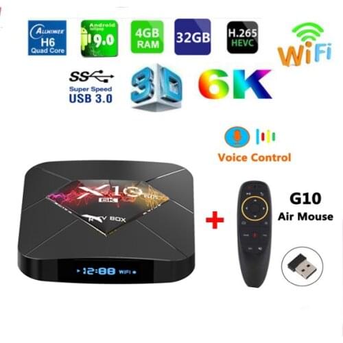 R-TV BOX X10 Plus Android 9.0 smart TV Box Allwinner H6 2.4G WiFi 4GB RAM +32/64GB ROM set top box USB 3.0 6K H.265 smart media