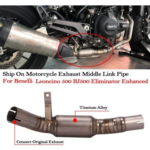 Ship On Motorcycle Exhaust Titanium Alloy Cat Delete Eliminator Enhanced Escape Middle Link Pipe For Benelli Leoncino 500 BJ500