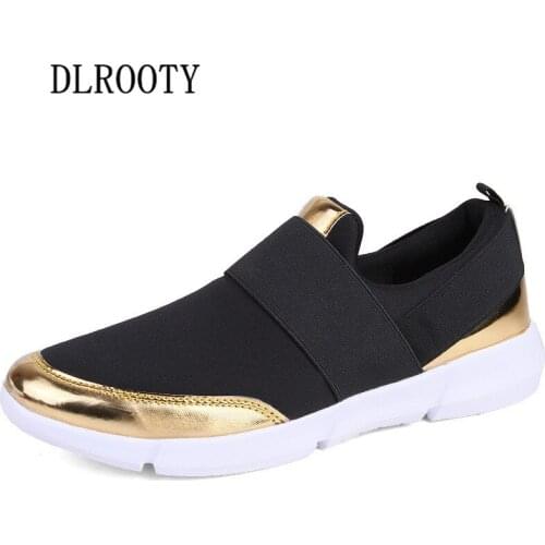 Women Flat Casual Shoes 2019 Spring Fashion Elastic band Outdoor Breathable Couple Shoes Woman Platform School Round Toe