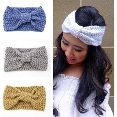 2020 New Autumn Winter Warmer Ear Knitted Headband for Women Girls Solid Woolen Headwear Turban Hair Band Head Wrap for Lady