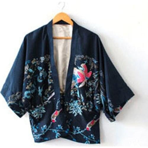 2019 Spring Woman Japanese Style Fashipn Cardigan Haori Jacket Chiffon Print Kimono Yukata Tops Outfits Beach Wear Clothes