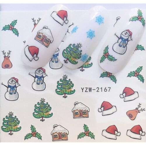 1 sheets DIY Nail Art Water Transfer Stickers Christmas Trees Hats slider adhesive Watermark Decals Women Beauty Wedding Nails