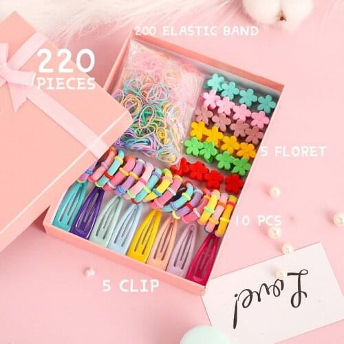 220/270/565/870pcs 1set Candy Color Girls Scrunchies Elastic Hair Band Floral Hair Clip Hair Accessories Hair Ring Random Color