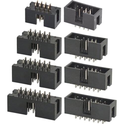5PCS IDC Box Header DC3 Double-Row 6/8/10/12/14/16/18/20/24/26/30-50P JTAG Socket Connector Black 2.54mm Pitch
