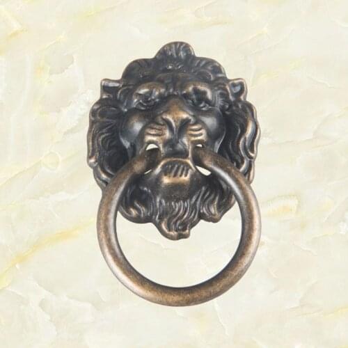 67*43mm Furniture Handles Beast for Lion Head Antique Alloy Handle Wardrobe Drawer Door Pull Retro Decoration 1PCS With Screw
