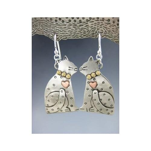 925 STERLING SILVER KEDİLERİN AŞKI WOMENS EARRINGS