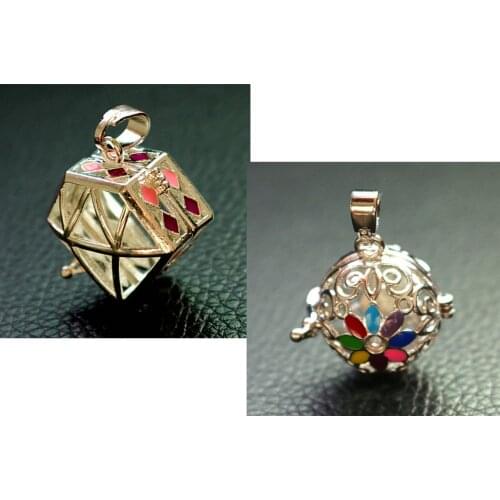 MagiDeal DIY Pendant Charm Hollow Rhombus&Ball Shape Locket for Necklace (2)