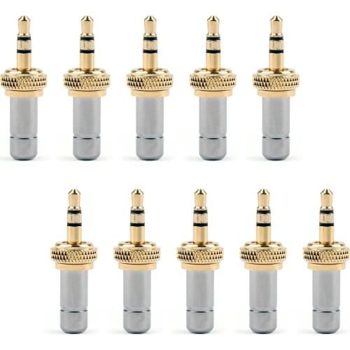 Artudatech 4Pcs/10Pcs Mini 3.5mm Screw Locking Stereo Jack Plug Gold Plated 3.7mm For Sennheiser Connector Parts