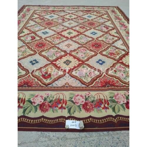 Free shipping 12'x15' Aubusson design woolen carpe, aubusson design carpet wool area carpets