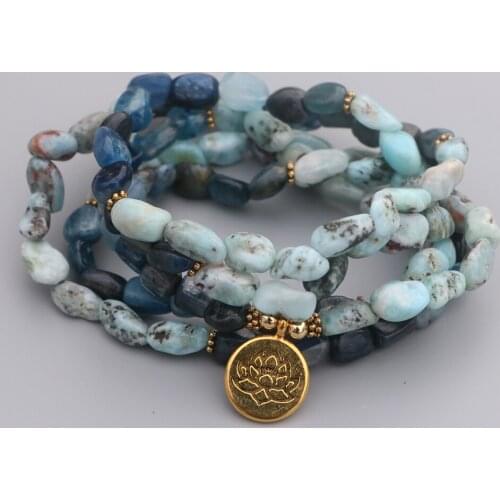 Natural Stone LaLima & Blue Q-uartz Stone Irregular Bead Bracelet Women Men Couples Friendship Yoga Bracelet Gift Bijoux