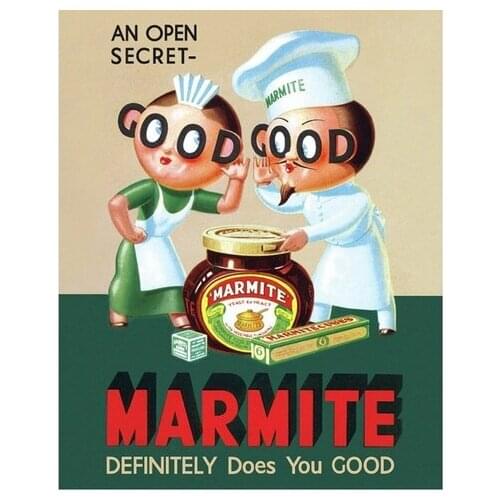 Marmite Definitley Does You Good Vintage Advertising Enamel Metal TIN SIGN Wall Plaque