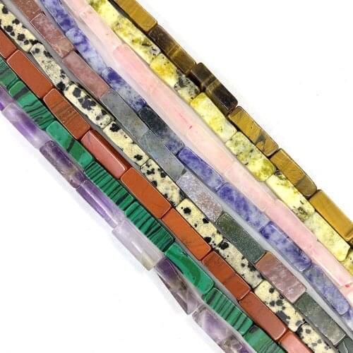 1 Strand 4x13mm Cuboid Shape Natural Semi-precious Stone Loose Beads Strand Rose Quartz Crystal Amethyst DIY for Making Necklace