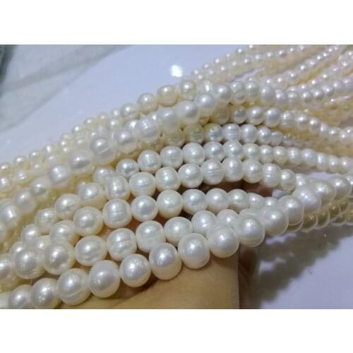 Freshwater pearl white near round 8-9mm stone loose nature beads for making jewelry necklace 14inch FPPJ wholesale