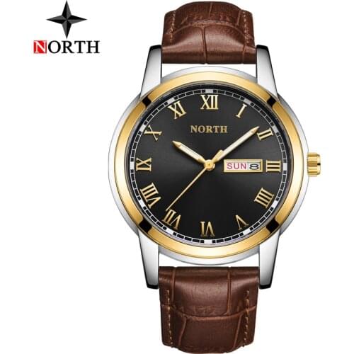 Luxury Brand Men Watches NORTH Fashion Business Leather Stap Quartz Watch Men Watches Casual Sport Waterproof Watch Male Clock