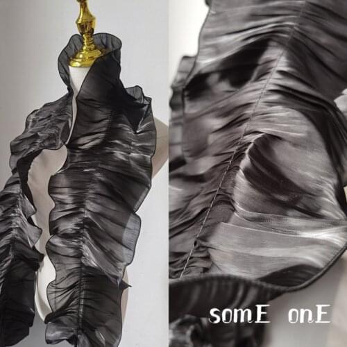 Transparent Big Wave Lace Clear Organza Black DIY Patchwork Cuffs Neckline Wedding Dress Gown Trimming Designer Accessories