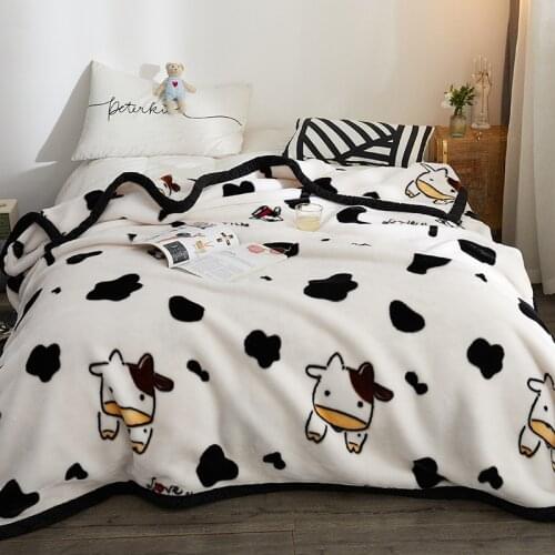 Black and White Cow Autumn Winter Thick Raschel Blankets Single Double Office Blanket Twin Full Queen Size Adult Kids Bedsheet