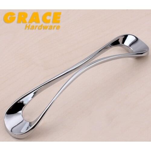 Chrome Cabinet Drawer Knob Modern And Simple European Style Garden Wardrobe Cabinet Handle(C.C:128mm,L:145mm)