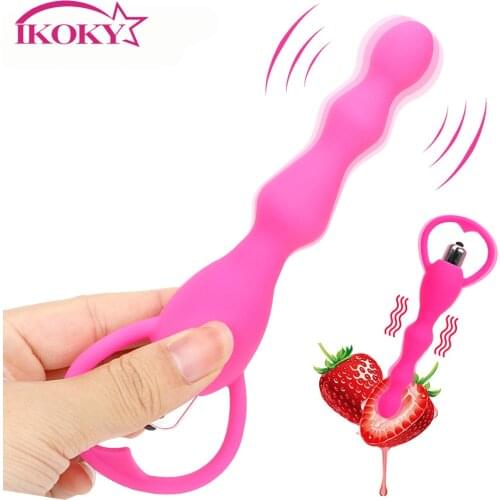 IKOKY Silicone Anal Beads Vibrator Anal Plug Butt Plug Dildo Prostate Massage G-spot Sex Toys for Women Men Sex Products