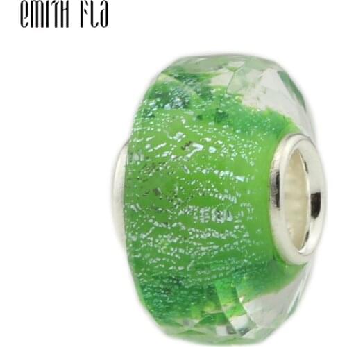 Imported Material Green Charm Beads With Authentic 925 Sterling Silver Fit European Charm Bracelet Women Beads Silver Jewelry