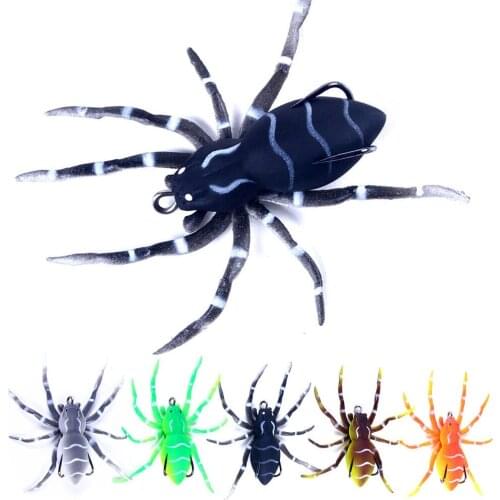 Hengjia 1pcs 4.5cm 7g Artificial Soft Rubber Spider Wobbler with Weedless Hook Floating Bait Fishing Tackle