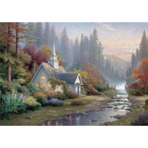 Mountains stream Forest Scenery Embroidery Needlework 14CT Unprinted DIY Quality Arts Cross Stitch Kits Handmade Decor