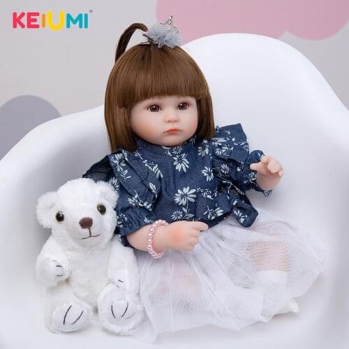 KEIMUMI 17 Inch Reborn Baby Doll Kids Many Accessories For Girl Birthday Present Realistic Soft Touch Stuffed Dolls