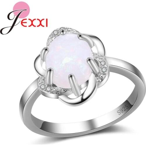 Wholesale Factory Price 925 Sterling Silver Opal Prong Setting Finger Rings Women Girl Birthday Gift High Quality