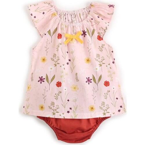 Keelorn Baby Girls Clothes Set 2021 Summer Toddler Flower Print Tops And Shorts Suits Sleeveless Infant Baby Cute Bow Outfits