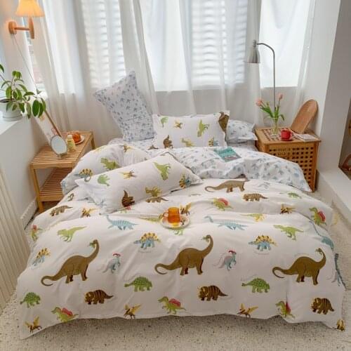 Cartoon Dinosaur Pattern Bedding Set,Duvet Cover 175x220 Pillowcase 3Pcs,135x200 Child Quilt Cover,King Size Blanket Cover