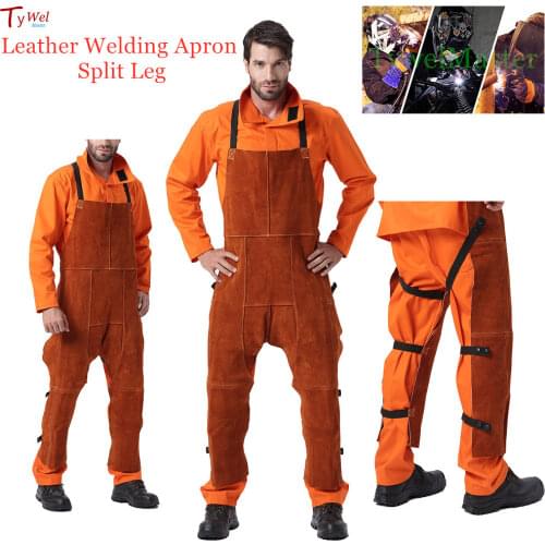 Welding Pants Leather Welding Chaps Flame Abrasion Resistant Cowhide Leather Worker Britches Trousers Cloths Working Apron