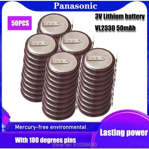 50PCS New for PANASONIC VL2330 2330 VL2330/HFN 3V 50mah 180 Degrees Rechargeable Lithium Battery Coin Cell for Car Key Button