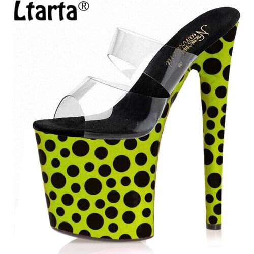 Ltarta 20CM Sandals Wave Point Plus Size Sexy Pole Dance High Heels Nightclub Hate Sky High Model Catwalk Platform LYP