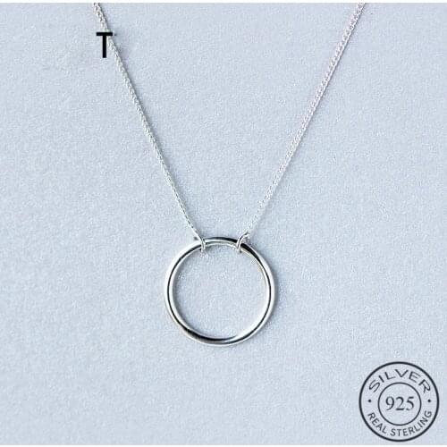 MInimalist Geometric Round Personal Pendant Necklaces Real 925 Sterling Silver Fine Jewelry For Women Trendy Accessories