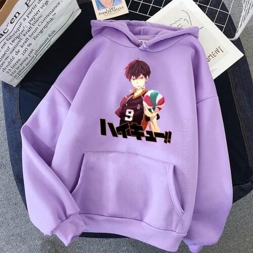 Tobio Kageyama Men Hoodies Daily Casual Long Sleeve Loose Hooded Tops Volleyball Manga Haikyuu Hoody Pullover Top Harajuku