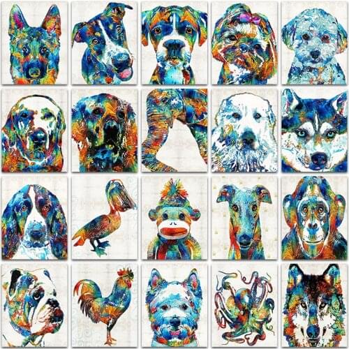 Diamond Painting Kit Paint Cartoon Animals Dog Husky Teddy Bulldog Elephant cock embroidery mosaic Cross stitch home decor Sale
