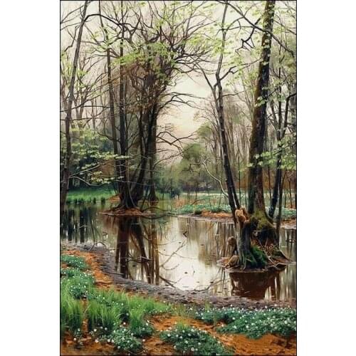 Reflections on the Lake Scenery Cross Stitch Kits Top Quality Embroidery Needlework Mixed 14CT Unprinted DIY Handmade Art Decor