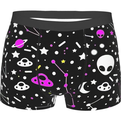 Night Sky Constellations With UFOs Goth 1980s Subculture Rock Romance Underpants Cotton Panties Mens Underwear