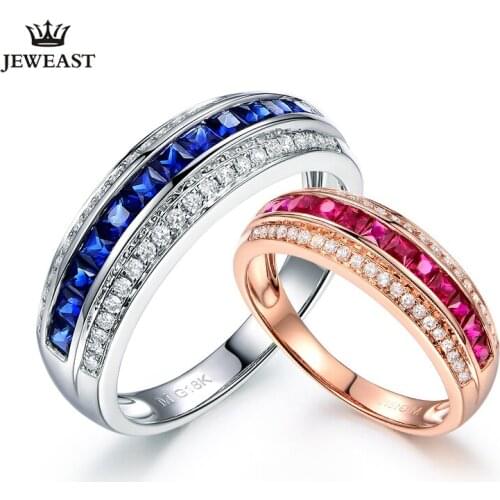 ML Natural ruby sapphire18K Pure Gold 2020 New Hot Selling Top Ring Women Heart Shape Ring For Ladies Woman Genuine Jewelry