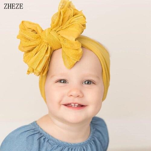 2021 New 5''Big Bow ChicTurban Head Wraps Top Knot Headband For Baby Elastic Hairband Girls Summer Hair Accessories