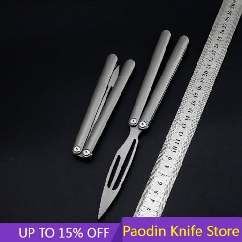 Hot Sale Fiore Butterfly Trainer Knife 440C Blade Channel Titanium Alloy Handle Ball Bearing Free-swinging Pocket Xmas Gift