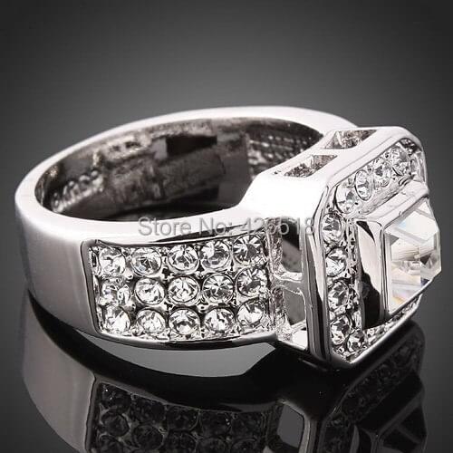 New Arrival Ring Silver Color Square Shape Micro Inlay AAA Cubic Zircon Engagement Ring For Women
