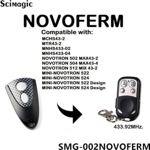 2pcs Garage Door Gate Command Remote Control 433MHz Rolling Code for NOVOFERM NOVOTRON MINI-NOVOTRON remote keychain