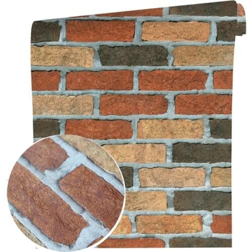 PVC Retro Antique Brick Self-Adhesive Wallpaper Waterproof Oil-Proof Pattern Background Wall Sticker Easy To Paste Decoration