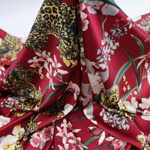 Silk Satin Dress soft material scarf clothing sewing fabric charmeuse crepe leopard flower