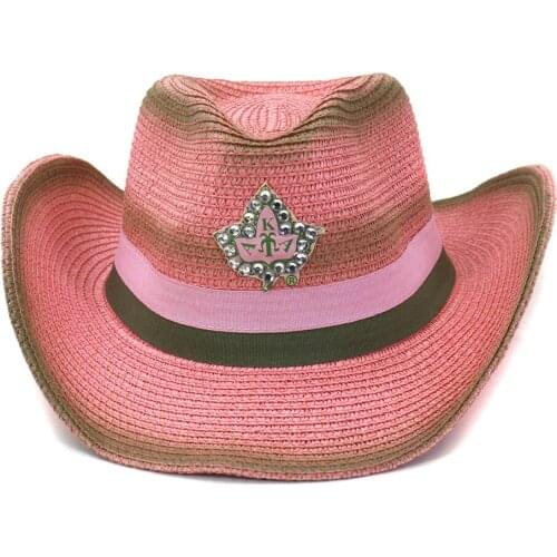 Fashion Cowboy Hat Holiday Summer Beach Straw Hats Women Pink Cowgirl Cap Tiara Casual Sombreros Hombre Caps Elegant Lady Hats