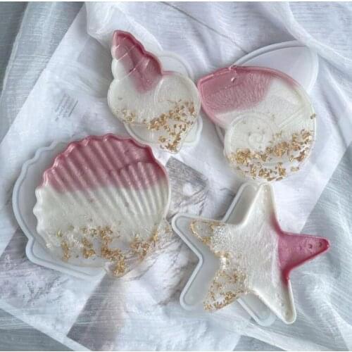 DIY Crystal Epoxy Resin Mold Ocean Shell Series Dish Sea Star Conch Shell Silicone Mold For Resin