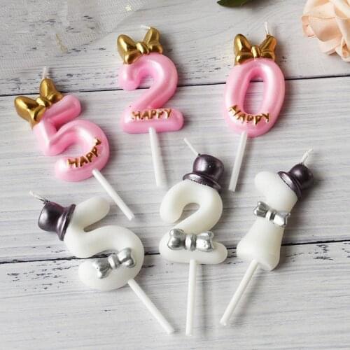 Cute 0-9 Number Birthday Cake Candle Decoration Baby Boy Girl Shine Annivesary Party Cupcake Topper Supplies DIY Tools