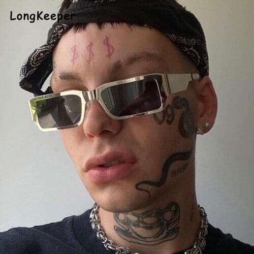 Fashion Unique Hip Hop Sunglasses Women Vintage Stainless Steel Small Square Punk Sun Glasses Men Retro Cool Steampunk Eyewears